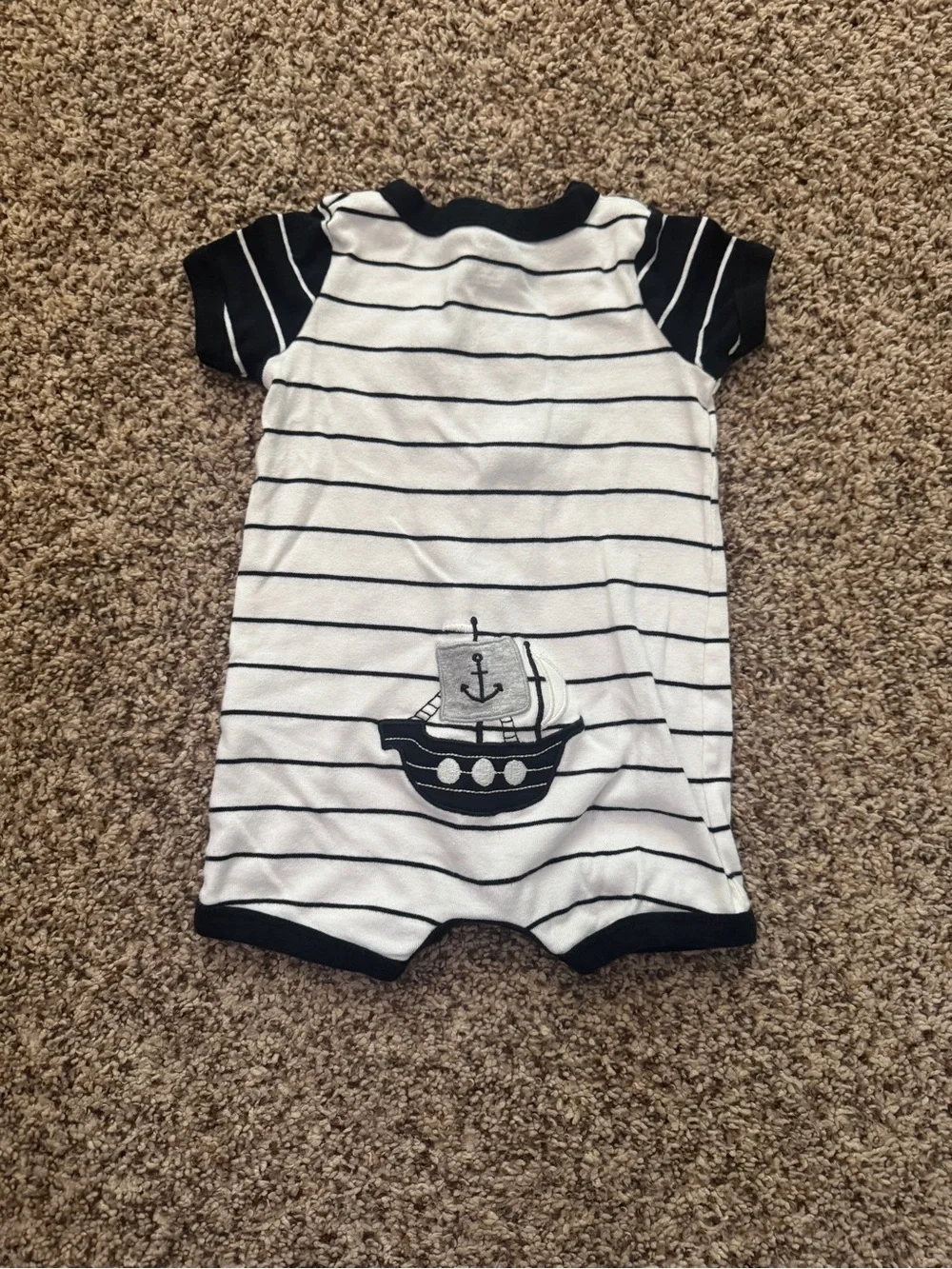 Carter’s Baby Striped Short Sleeve Romper Sailing Sail Boat